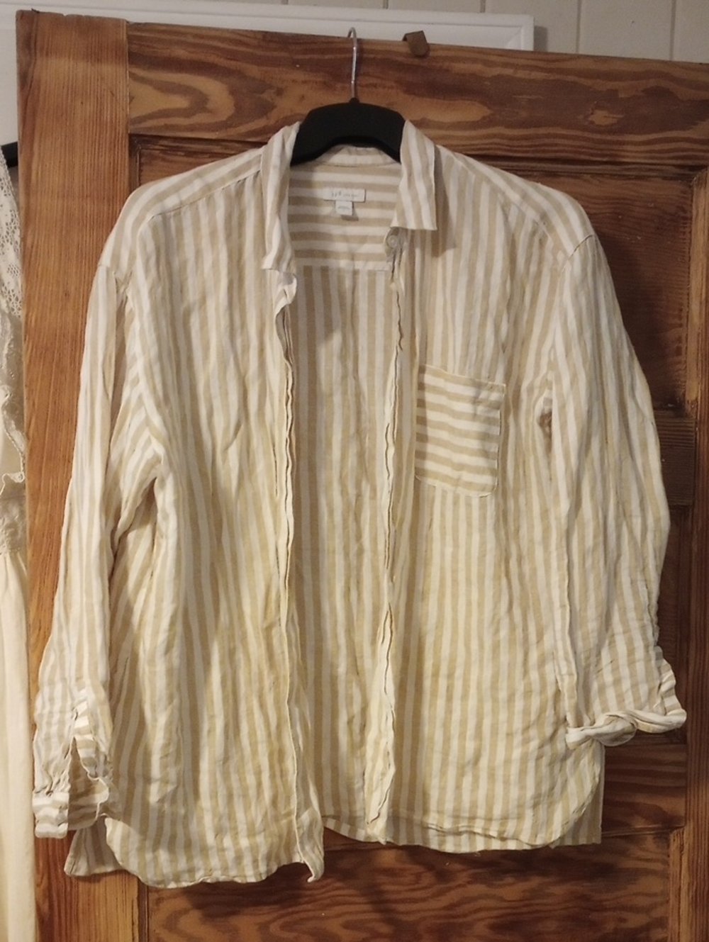 J. Jill Yellow & White Striped Button-Down Shirt